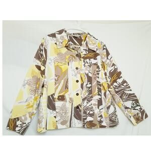 Allison Daley Women's Yellow Brown & White Color Block Button Up Jacket Size 14P